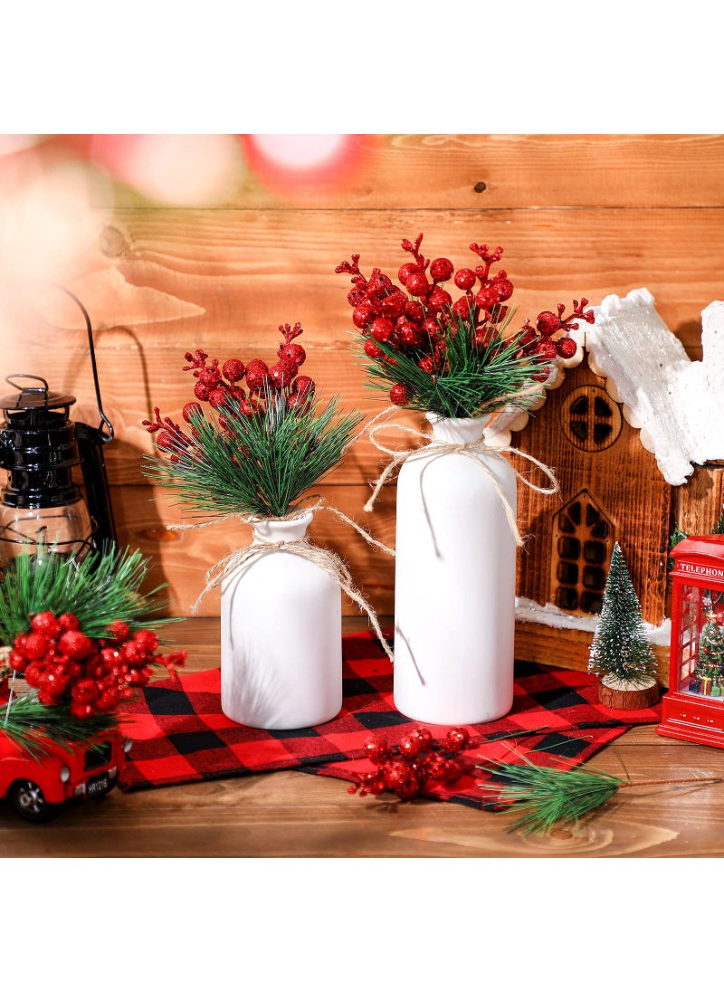 Geosar Geosar 48 Pieces Christmas Artificial Greenery Pine Branches Small Holly Artificial Berries Picks Bulk for Crafts Wreath Decorations Xmas Tree Party Gift for Christmas Holiday Decor (Red)  - Image 5
