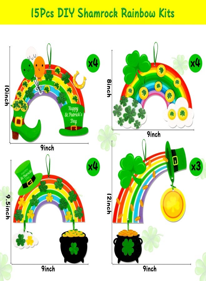 80UncleKimby 15Pcs St Patricks Day Crafts: Shamrock Rainbow DIY Art Kit Decorations for Classroom School Activities Party Supplies - Image 3