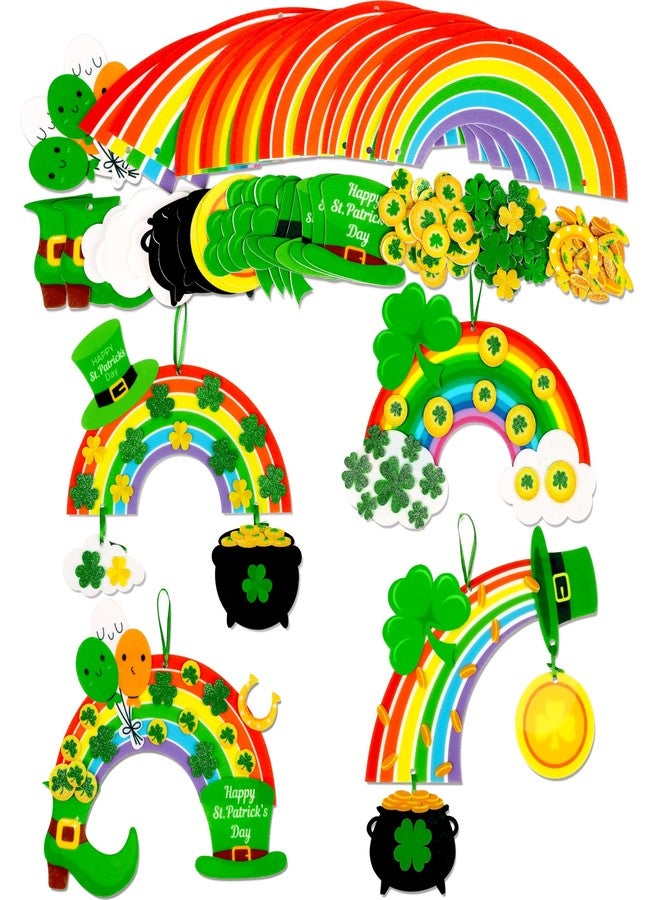 80UncleKimby 15Pcs St Patricks Day Crafts: Shamrock Rainbow DIY Art Kit Decorations for Classroom School Activities Party Supplies - Image 1