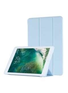 Suitable For IpadAir6 Protective Case 789 Generation Leather Case Air4/5 Soft Case Pro11 Three-fold One-piece Logo Can Be Printed-Color:White Ice Blue-Applicable Model:Pro 9.7 Inch (special)