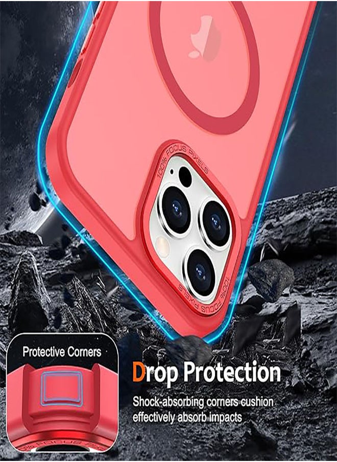 Generic - Case BENTOBEN Magnetic Iphone 13 Pro Max, Compatible with Wireless Charger and Magsafe Card Wallet, Simple Clear Shockproof Drop Resistant Anti-Fingerprint Case Compatible with Iphone 13 Pro Max - Red - Image 1