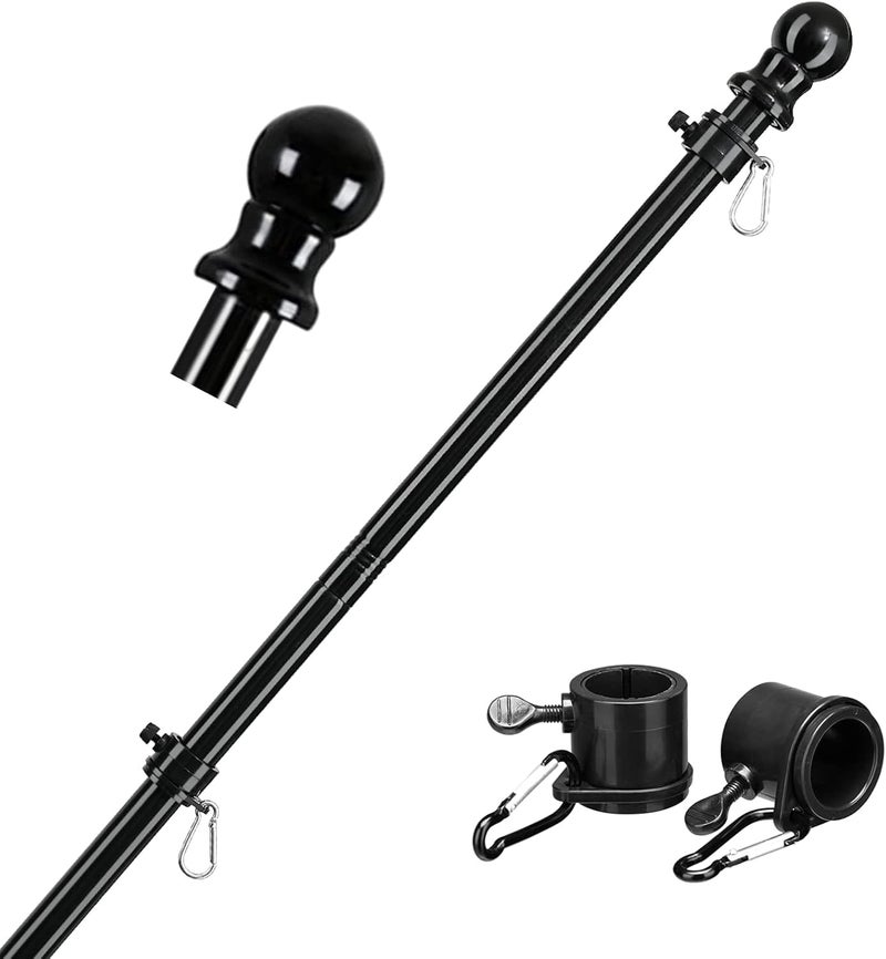 Barcetine Black Flag Poles for Outside House - 6ft Tangle Free Flag Pole for House,Heavy Duty Metal Flagpole,Outdoor Flagpoles Residential for Porch,Fence (Without Bracket) - Image 1