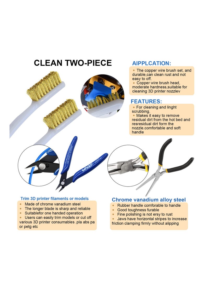 62PCS Printer Tools Kit, 3D Print Model Tool Includes Cleaning Tools Deburring  Disassembly Tool Storage Bag, for 3D Printing Maintenance Cleaning Removing Trimming Finishing Accessories - Image 3