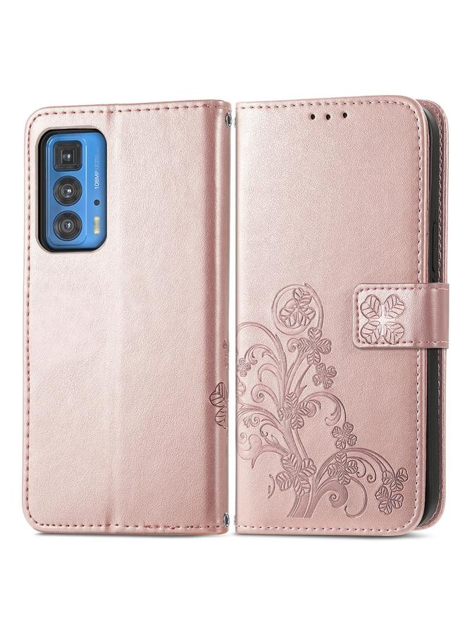 إيروريكس جراب لهاتف Motorola Edge 20 Pro، جراب جلدي منقوش بأربع أوراق لحماية الهاتف المحمول مع حبل وفتحة للبطاقات ومحفظة ووظيفة حامل - Image 2