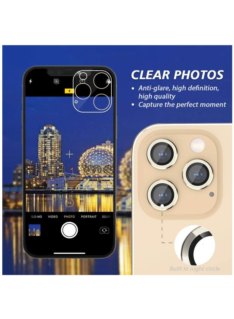 ELTRAZONE Camera Lens Protector for iPhone 13PRO Lens Protector Premium HD Tempered Glass Metal Ring Aluminium Alloy Lens Screen Cover Film - Image 4