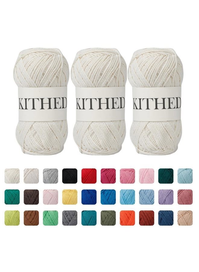 KITHED Cotton Yarn，10.5oz，526yard，3 Pack ，Soft Yarn for Crocheting and Knitting (11 Matcha Green) - Image 1