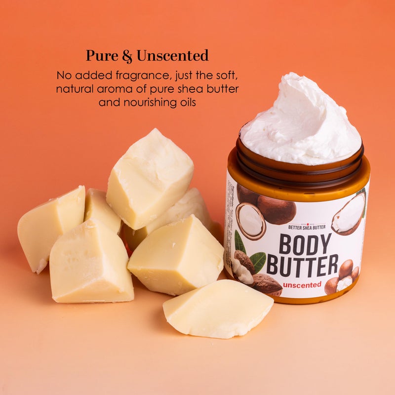 Better Shea Butter زبدة الجسم غير المعطرة للبشرة الجافة | مع زبدة الشيا الخام وزيت الجوجوبا | مرطب عميق آمن للبشرة الحساسة، غير دهني، خالي من العطور | 8 أونصات - Image 4