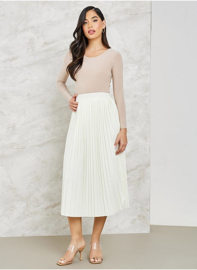 Styli Pleated A-Line Midi Skirt  - Image 2