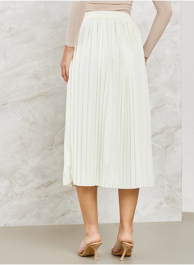 Styli Pleated A-Line Midi Skirt  - Image 4