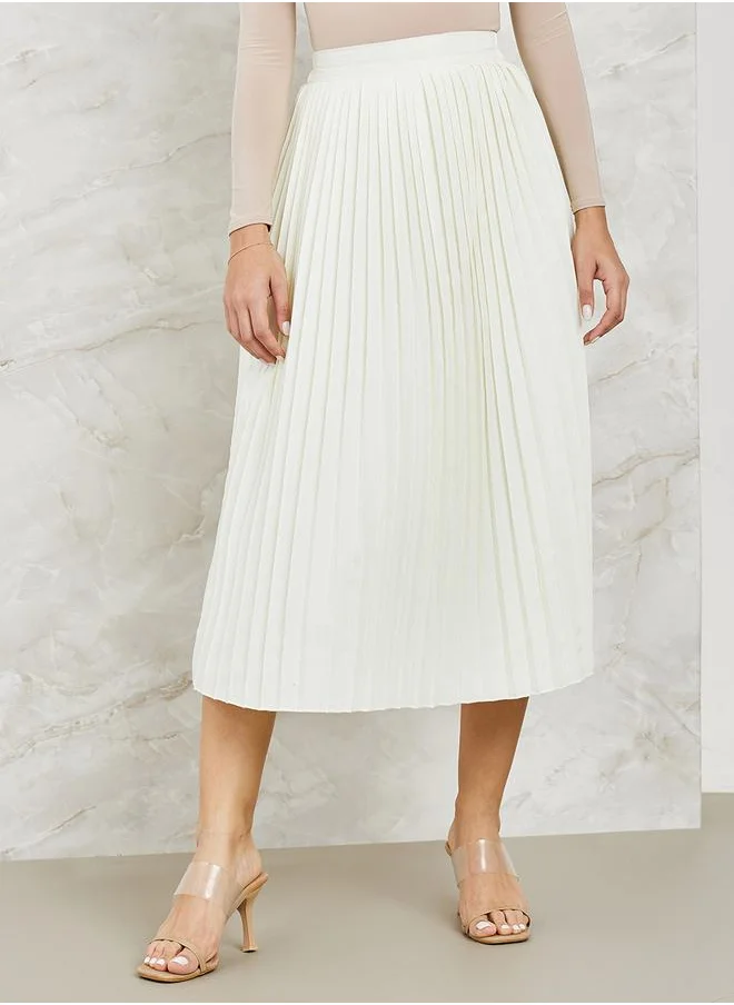 ستايلي Pleated A-Line Midi Skirt