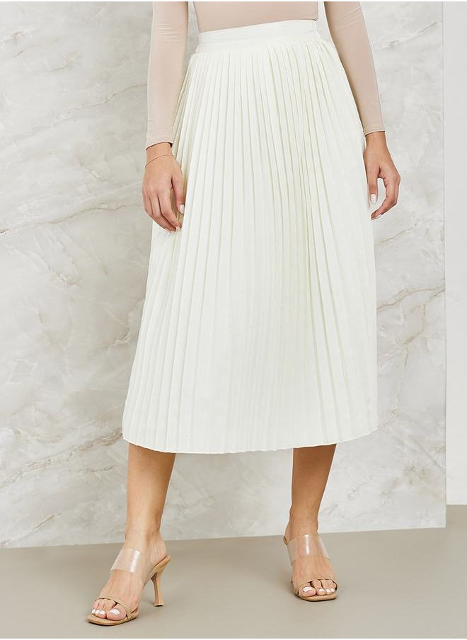 Styli Pleated A-Line Midi Skirt  - Image 1