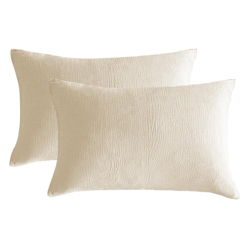 SE SOFTEXLY Muslin Pillowcases Standard Size 100 Cotton 2 Pack Pillow Shams with Envelope Closure Ultral Soft and Breathable Pillow Case Covers OffWhite 20 X 26 No Filling - Image 2