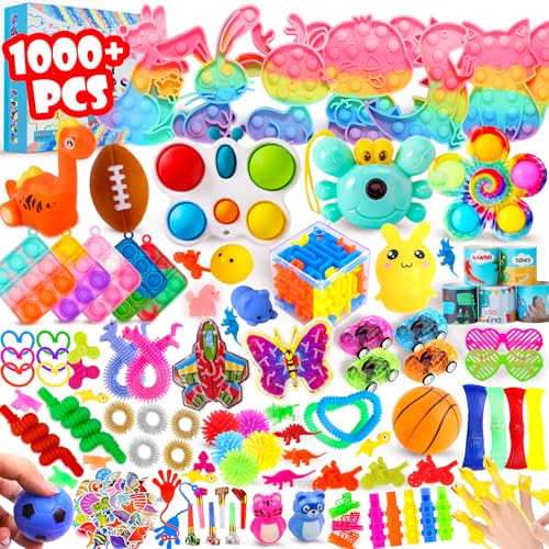 DKZ 1000Pcs Fidget Toys Pack Bulk Party Favors for Kids Stocking Stuffers Treasure Box Chest Birthday Party Classroom Carnival Prizes Pinata Stuffers Goodie Bag Stuffers Stress Relief Sensory Toy - Image 1