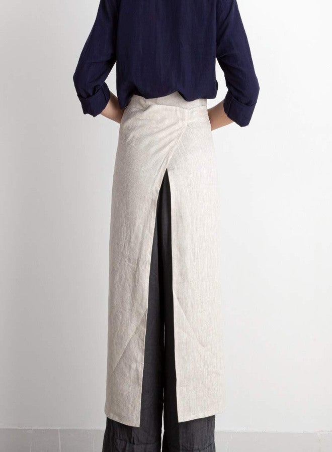 ATLINIA 100% Linen Half Apron Bistro Apron Waist Apron with Pockets Natural - Image 3