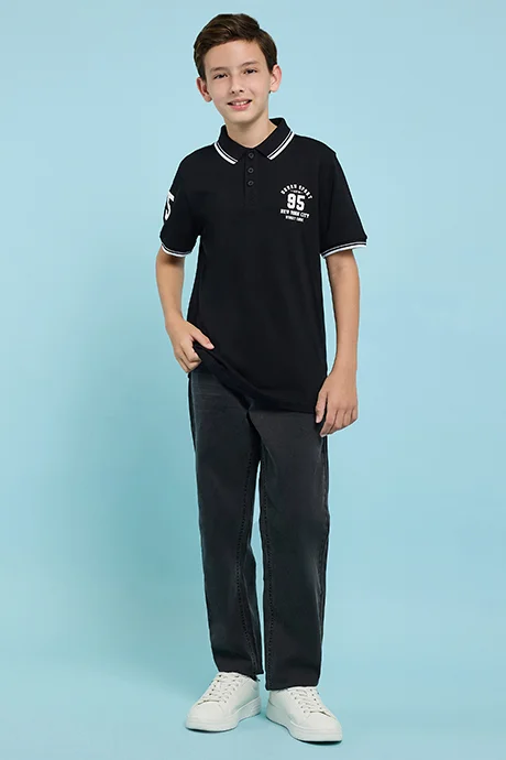 أر أند بي Print Detail Polo T-Shirt with Short Sleeves