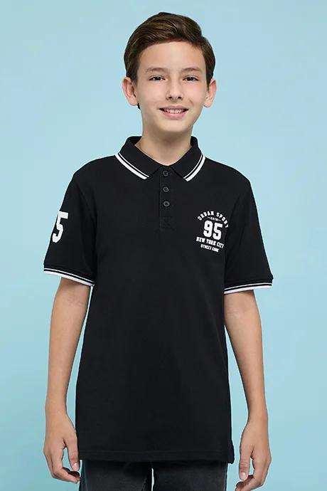 أر أند بي Print Detail Polo T-Shirt with Short Sleeves