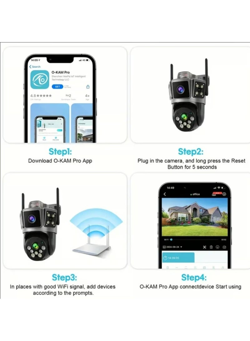 2K Dual-Lens WiFi Security Camera for Indoor & Outdoor Use with 64GB SD Card, Motion Detection Alerts, Full HD Night Vision, Two-Way Audio, Remote App Monitoring - Image 5