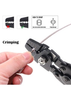 Glarks Up To 2.2Mm Wire Rope Crimping Tool Wire Rope Swager Crimper Fishing Crimping Tool With 180Pieces 1.2 1.5 2Mm Aluminum Double Barrel Ferrule Crimping Loop Sleeve Kit  - Image 3