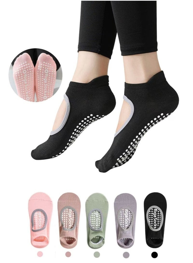 Beauenty 5 Pairs Anti-Skid Breathable Fitness Pilates Yoga Socks Ballet Dance Socks Barefoot Workout Socks - Image 1
