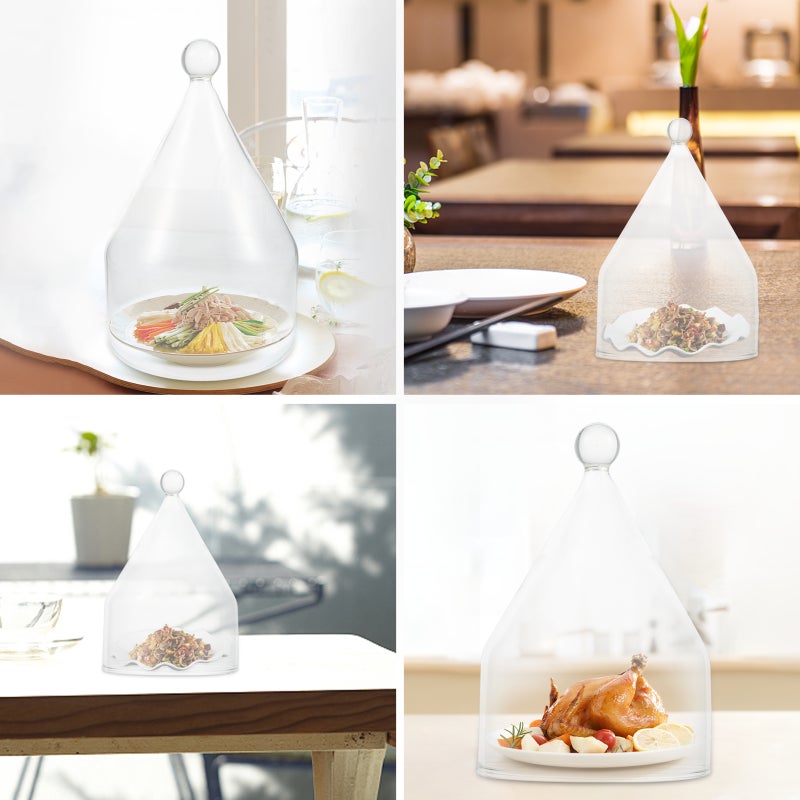 2 pcs Cake Bread Cover Food Dessert Artistic Dish Cover Glass Food Cooking Cover - Image 2