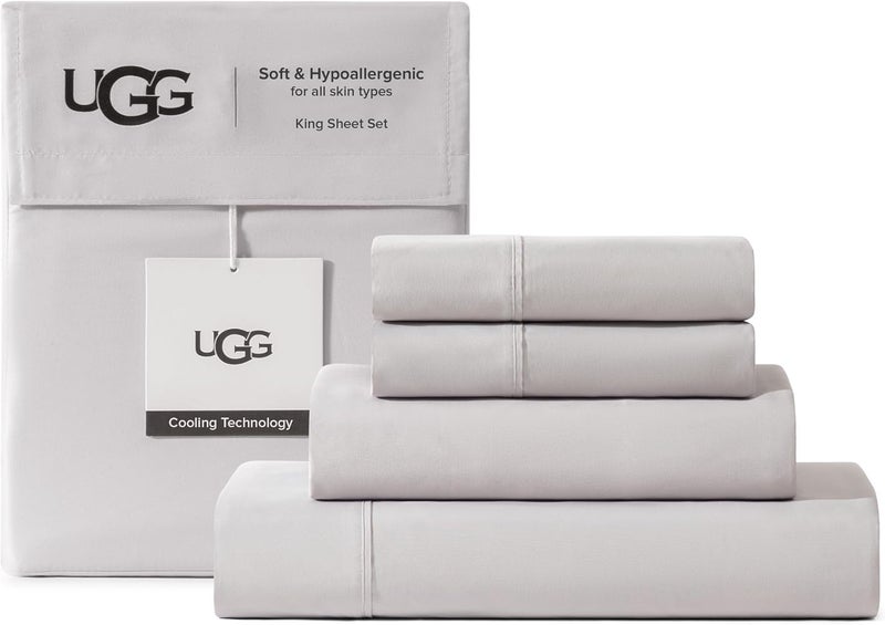 أوغ مجموعة أغطية سرير وأكياس وسائد UGG 01331 Alahna King (4 قطع) – نوم فاخر، قابلة للغسيل في الغسالة، مقاومة للتجاعيد، تقنية تبريد ناعمة، راحة موسمية دائمة، مقاس كينج (King) - Image 1