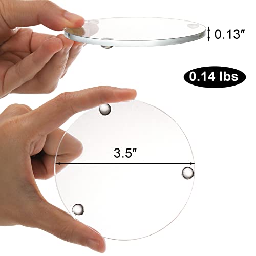 YOUEON Set of 6 Round Glass Drink Coasters, 3.5 Inch Crystal Coasters Decorative Glass Plates Clear Glass Coasters for Mugs, Cups, Dining Tables, Office, Kitchen, Home Decor and Parties - Image 2