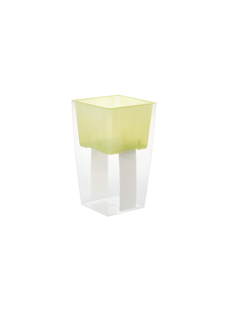 أيدل وعاء زهور مربع طويل مع ميزة الري الذاتي 15x15 سم - وعاء نباتات حديث داخلي وخارجي - حاوية نباتات زخرفية خفيفة الوزن مع مؤشر مستوى المياه - صنع في إيطاليا - بواسطة إيدل - Image 1