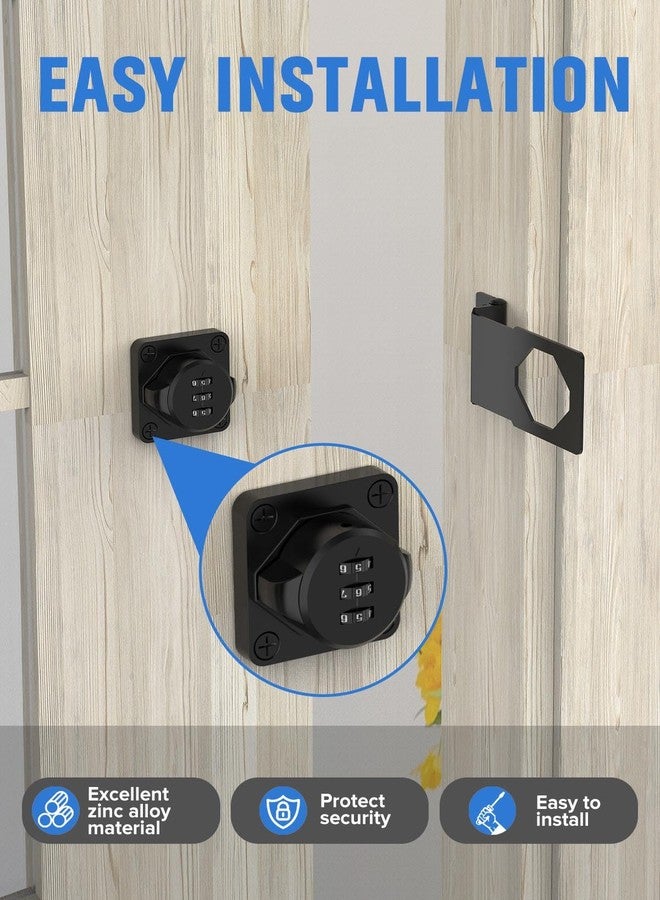 MeBantoo Cabinet Password Hasp Locks, 90 Degree Barn Door Lock, Household Security Combination Latch Lock for Locker, Fence, Bathroom, Outdoor, Garden (Black-1PC) - Image 5