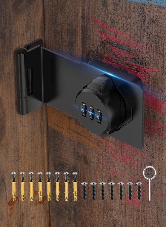 MeBantoo Cabinet Password Hasp Locks, 90 Degree Barn Door Lock, Household Security Combination Latch Lock for Locker, Fence, Bathroom, Outdoor, Garden (Black-1PC) - Image 1