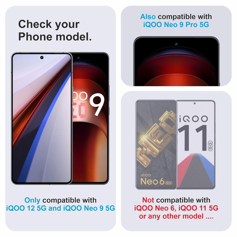 Skyddshield Edge-To-Edge Protector Tempered Glass For iQOO 12 5G, iQOO Neo 9 5G, iQOO Neo 9 Pro 5G Smartphone(6.78 Inch) With Easy Self Installation Kit | Black - Image 2