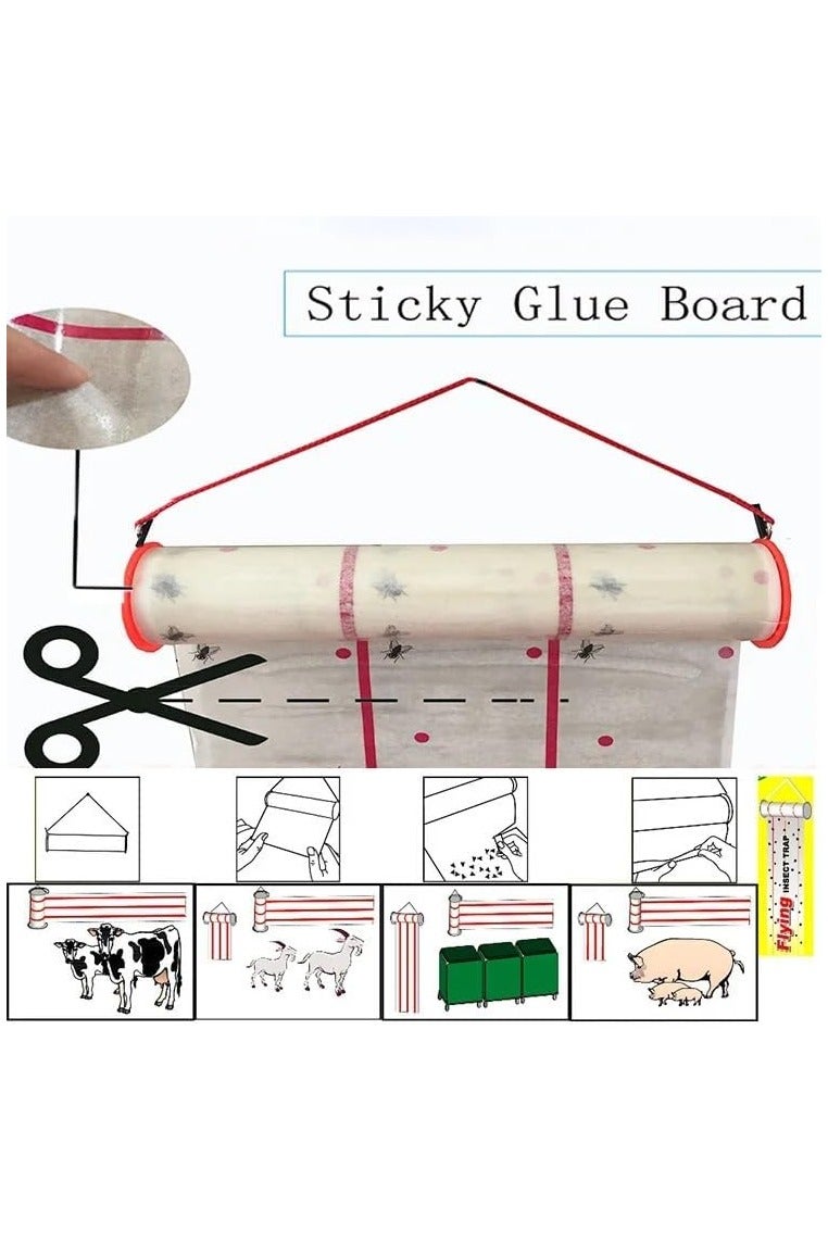 NYVIO Flying Insect Glue Sticker Trap | Eco-Friendly Sticky Fly Paper Strips for Indoor Use | Effective Mosquito, Gnat, Fruit Fly & Bug Catcher | Safe Pest Control Kit with Hanging Hooks for Home & Kitchen - Image 4