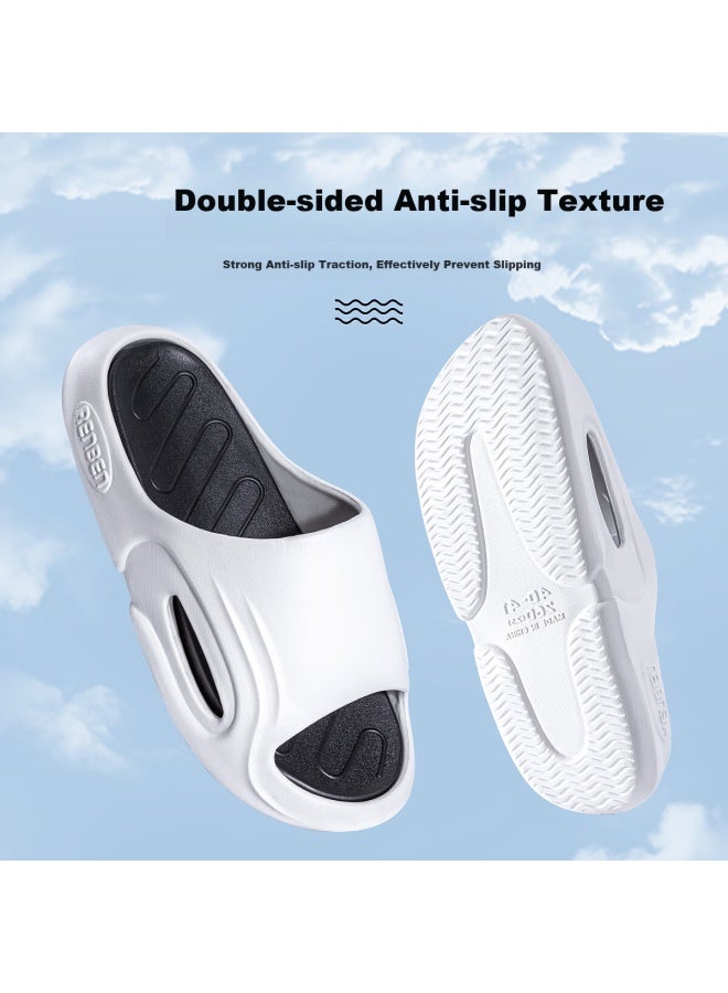 Renben Slippers For Men And Women, Couples Thick-soled Home Bathroom Shower Sports Outdoor Sandals 20007 White Orange 40-41 - Image 2