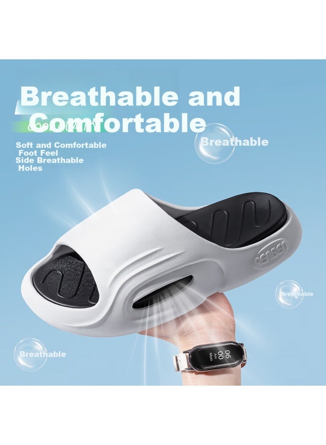 Renben Slippers For Men And Women, Couples Thick-soled Home Bathroom Shower Sports Outdoor Sandals 20007 White Orange 40-41 - Image 4