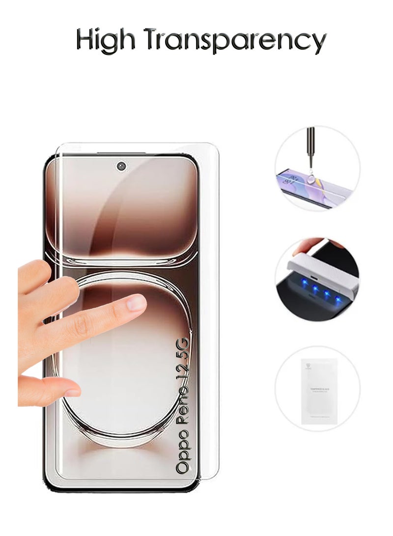 Oppo Reno 12 5G - UV Liquid Glue Full Curved Coverage Tempered Glass Screen Protector - Image 2