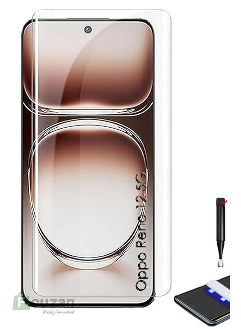 Oppo Reno 12 5G - UV Liquid Glue Full Curved Coverage Tempered Glass Screen Protector - Image 1