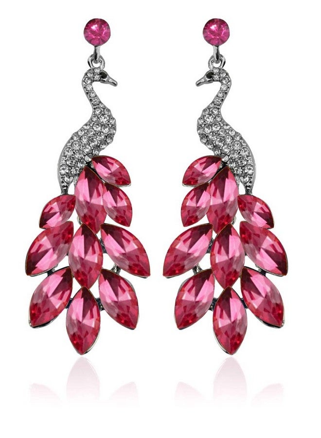 يو بيلا أقراط YouBella Jewellery Valentine Collection AAA Swiss Zircon Peacock أقراط عصرية للفتيات والنساء (وردي) - Image 1