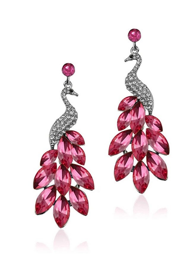 يو بيلا أقراط YouBella Jewellery Valentine Collection AAA Swiss Zircon Peacock أقراط عصرية للفتيات والنساء (وردي) - Image 5