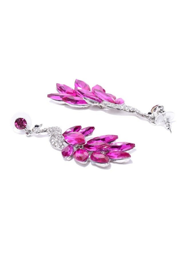 يو بيلا أقراط YouBella Jewellery Valentine Collection AAA Swiss Zircon Peacock أقراط عصرية للفتيات والنساء (وردي) - Image 4