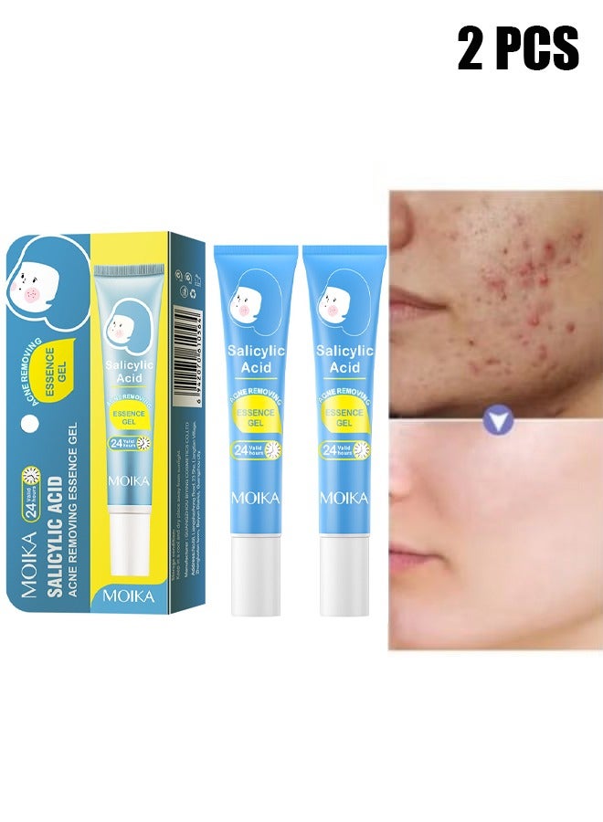 MOIKA 2 Pcs Salicylic Acid Acne Essence Gel, Acne Treatment Gel, Acne Spot Treatment for Face & Acne Dots, Natural Cystic Acne Treatment, For All Skin Types, Premium Acne Remover  - Image 1
