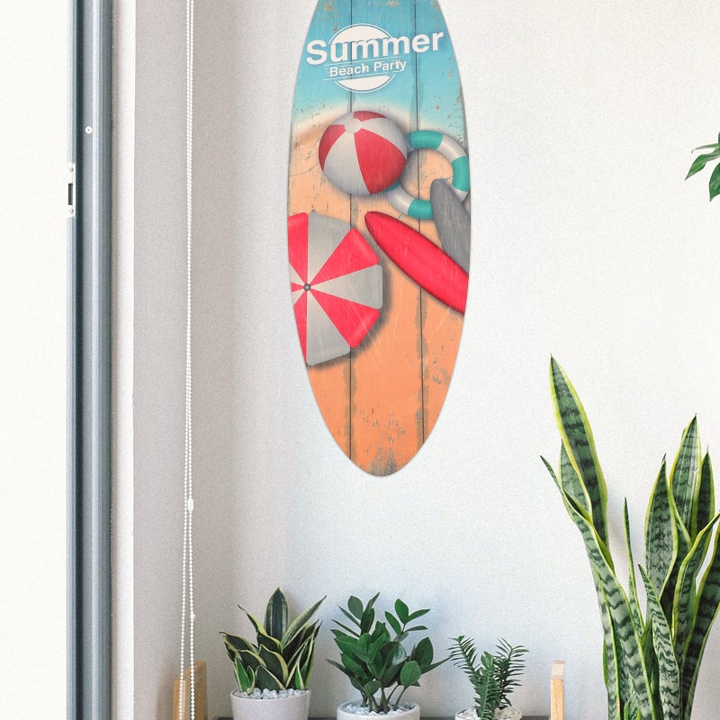 6 Pcs Beach Surfboard Sign Wood Surfboard Wall Art Surfboard Beach Signs Surfboard Wall Art Decor - Image 2