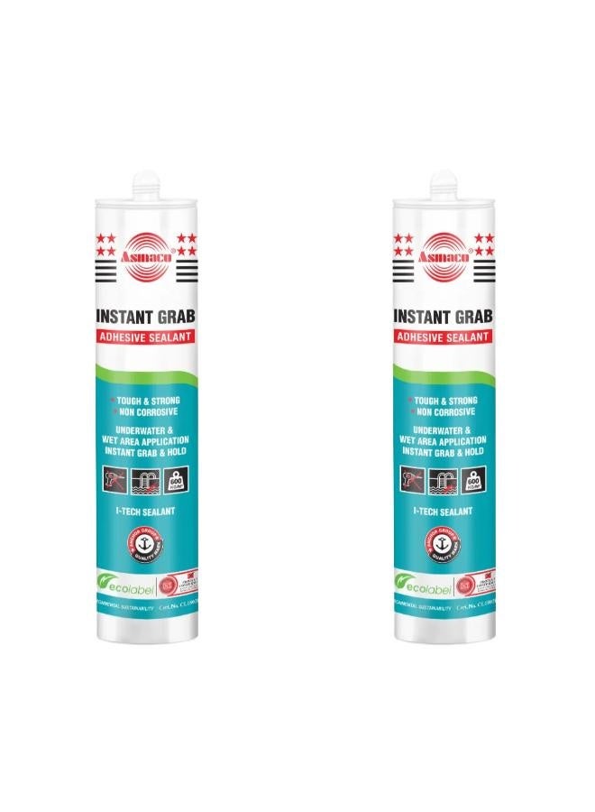 Asmaco Instantgrab Adhesive Sealant - White - 280 Ml - Set of 02