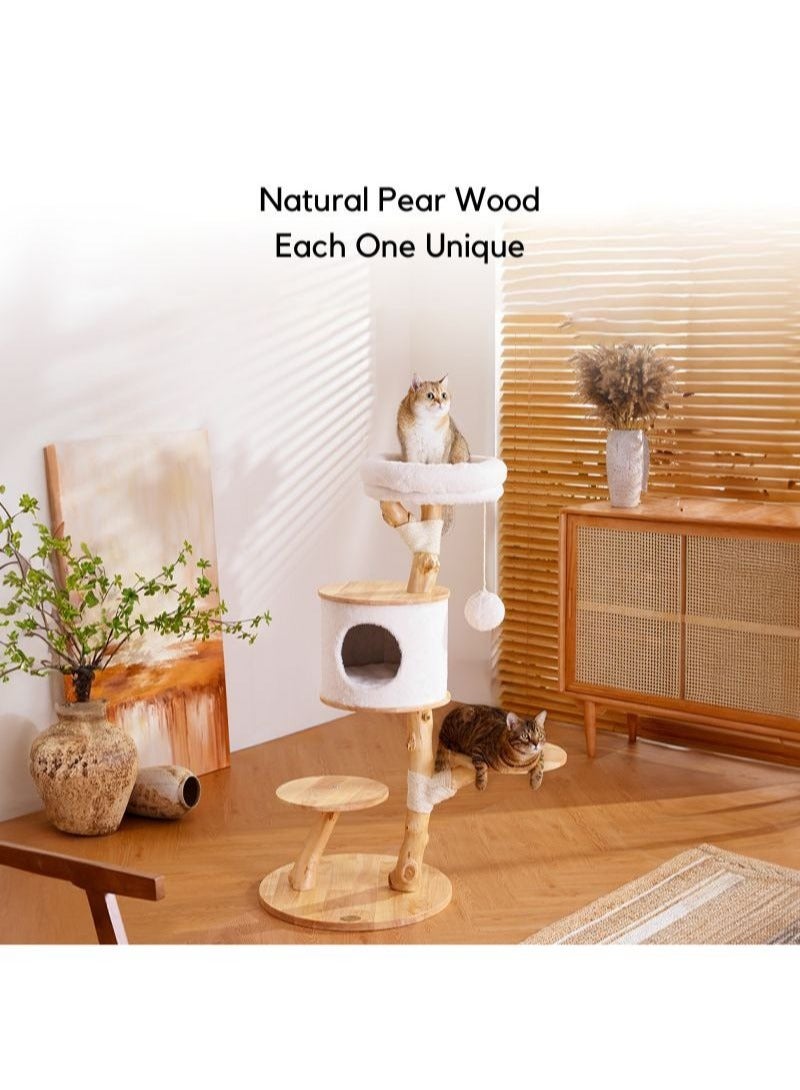 SOPAPETS High-End Large Cat Tree Tower, Premium Rubber Wood, Scratching Posts, Cat Condo, Cat Bed, Removable Soft Cushion, Super Stable (60*60*132cm)