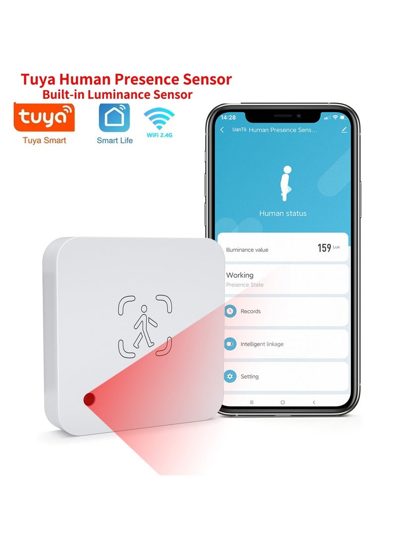 UanTii UanTii Tuya Smart Human Presence Sensor Wifi Radar Detector With Luminance Sensor Human Body PIR Sensor For Smart Home Smart Life App Control (Wifi version)  - Image 1