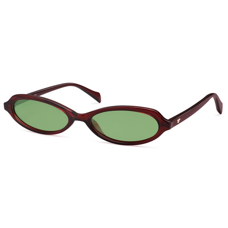VANLINKER Polarized Retro Oval Sunglasses for Women Small Chic 90s Vintage Style Trendy Slim Narrow Y2k Sunnies VL9873,Burgundy - Image 1