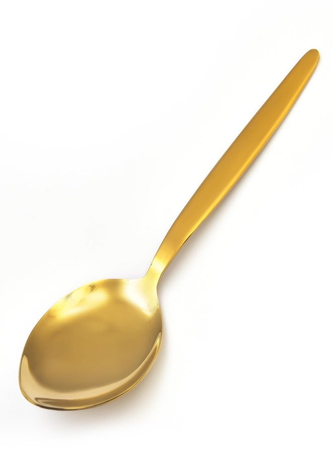 BNAZIND Kunz Shiny Golden Spoon |18/10 Stainless Steel Titanium Basting Spoon | Daily Plating Chef Quenelle spoons | Dishwasher Safe - Image 2