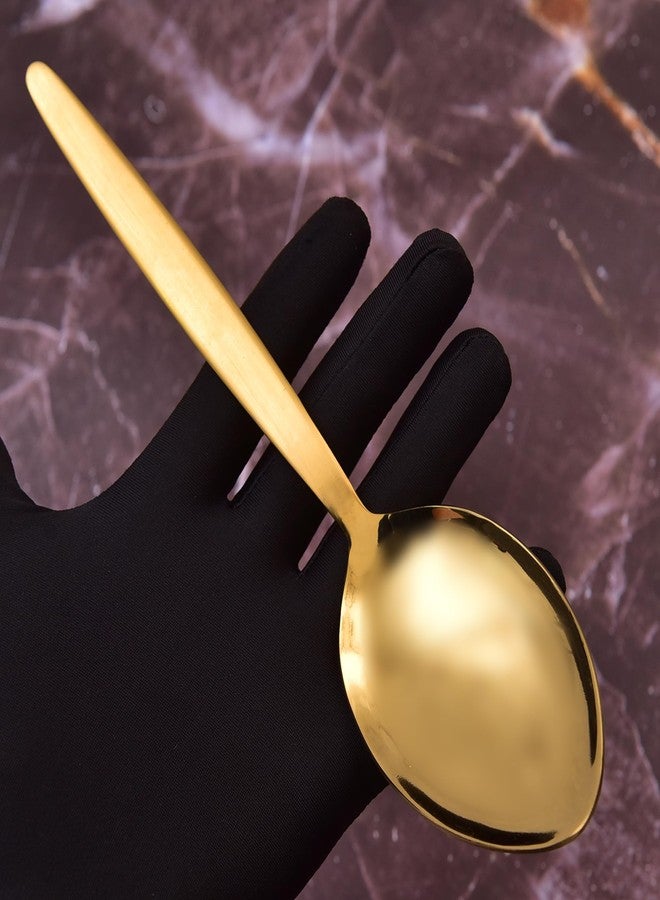 BNAZIND Kunz Shiny Golden Spoon |18/10 Stainless Steel Titanium Basting Spoon | Daily Plating Chef Quenelle spoons | Dishwasher Safe - Image 3