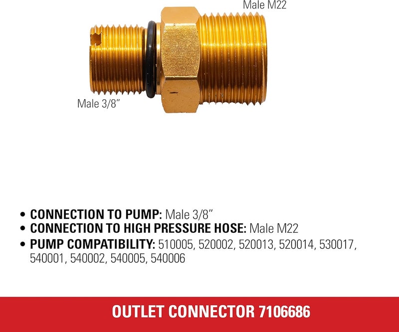 Simpson Cleaning 7106686 Outlet Connector for Gas Powered Pressure Washer Pumps Gold - Image 4