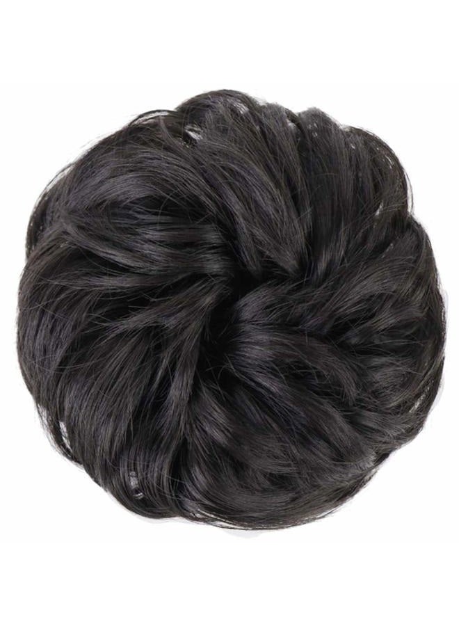 MORICA 2PCS Messy Bun Hair Piece, Fake Hair Messy Bun Scrunchies For Thin Hair Extension Curly Wavy Synthetic Chignon Ponytail Hair Pieces for Women (Natural Black#) - Image 2