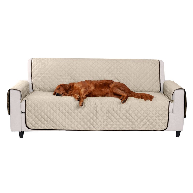 Furhaven Water-Resistant & Reversible Sofa/Couch Cover Protector for Dogs, Cats, & Children - Two-Tone Pinsonic Quilted Living Room Furniture Cover - Espresso/Clay, Sofa - Image 2