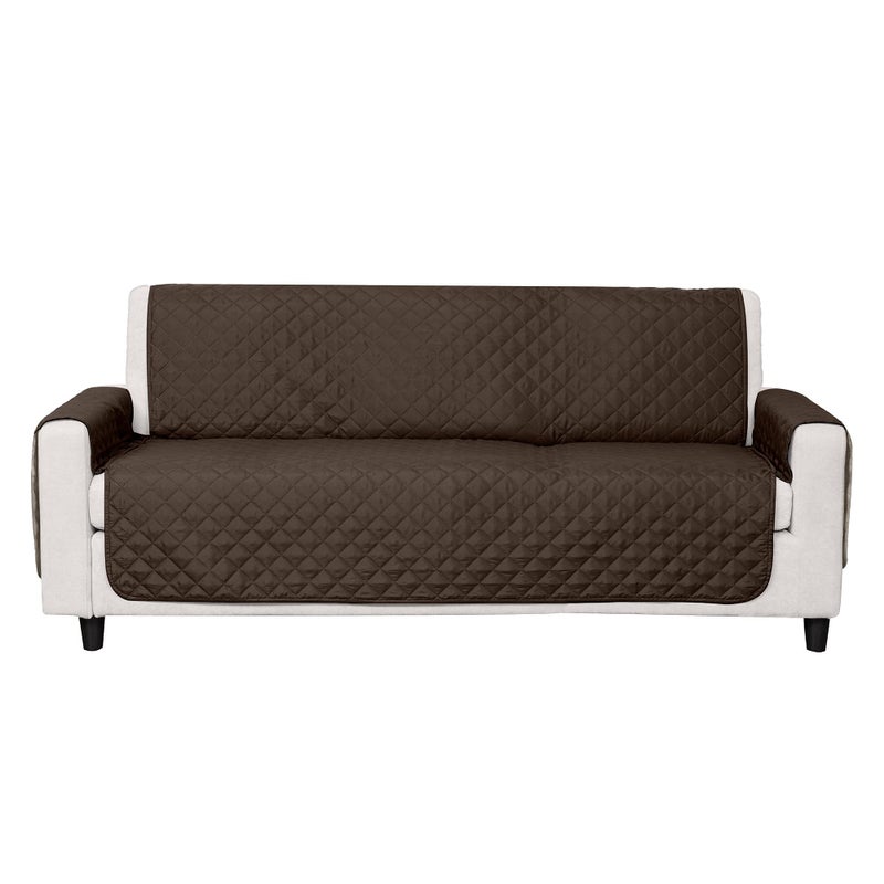 Furhaven Water-Resistant & Reversible Sofa/Couch Cover Protector for Dogs, Cats, & Children - Two-Tone Pinsonic Quilted Living Room Furniture Cover - Espresso/Clay, Sofa - Image 4